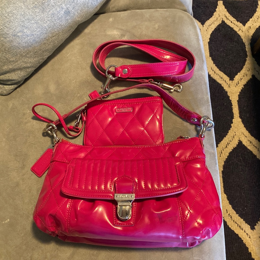 Coach Poppy Patent Leather Bag/ Wristlet